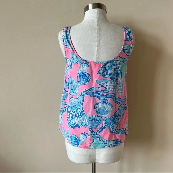 Lilly Pulitzer COSMOS Silk Tank Top Pink Pout Barefoot Princess XS 5452 - Picture 4 of 7